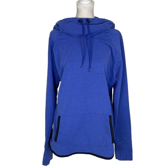 ATHLETA Hoodie Scuba Pullover Kangaroo Pocket Blue 1X H-34 - Picture 3 of 16